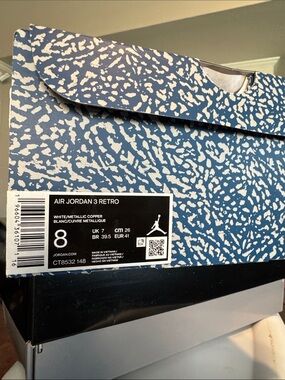 Nike Air Jordan 3 Retro White Metallic Copper Boxed Sneakers